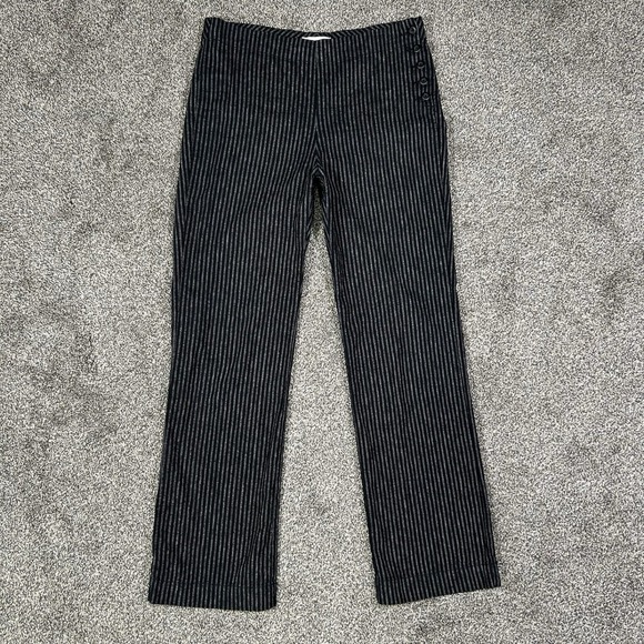 Sundance Pants - Sundance Black White Striped Linen Blend Side Button Pants Womens 8 Casual Work
